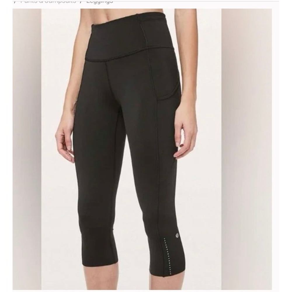 Lululemon Black‎ Fast & Free Crop II *Nulux 19" SZ 6